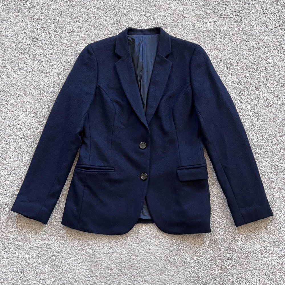 Kuna Baby Alpaca Suit Blazer Womens 42 Navy Blue Wool Blend Lined Jacket